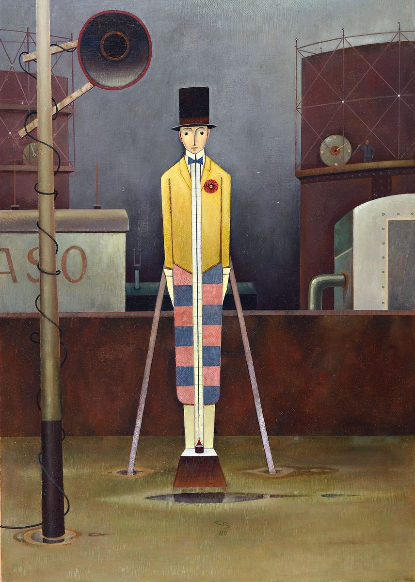 Günther Blau, 1922 Elberfeld - 2007 Marburg,, Öl/Malplatte, der Künstler studierte in München und Karlsruhe und lebte u. arbeitete in Marburg, ...