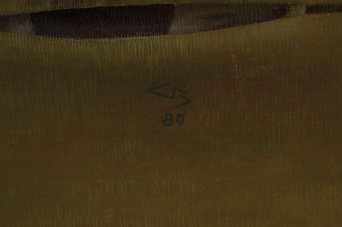 Detail a: Günther Blau, 1922 Elberfeld - 2007 Marburg,, Öl/Malplatte, der Künstler studierte in München und Karlsruhe und lebte u. arbeitete in Marburg, ...