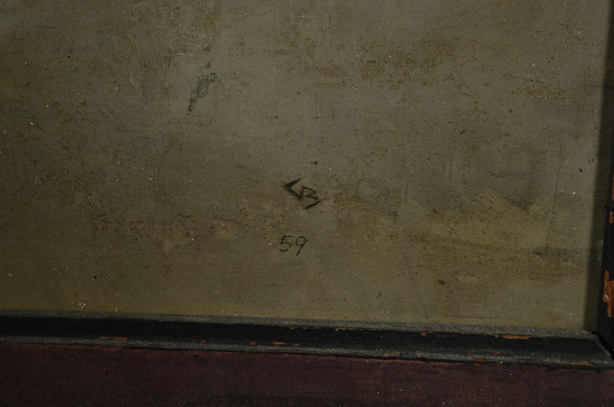 Detail a: Günther Blau, 1922 Elberfeld - 2007 Marburg,, Öl/Malplatte,"Graue Barke", dat.59, der Künstler studierte in München und Karlsruhe und ...