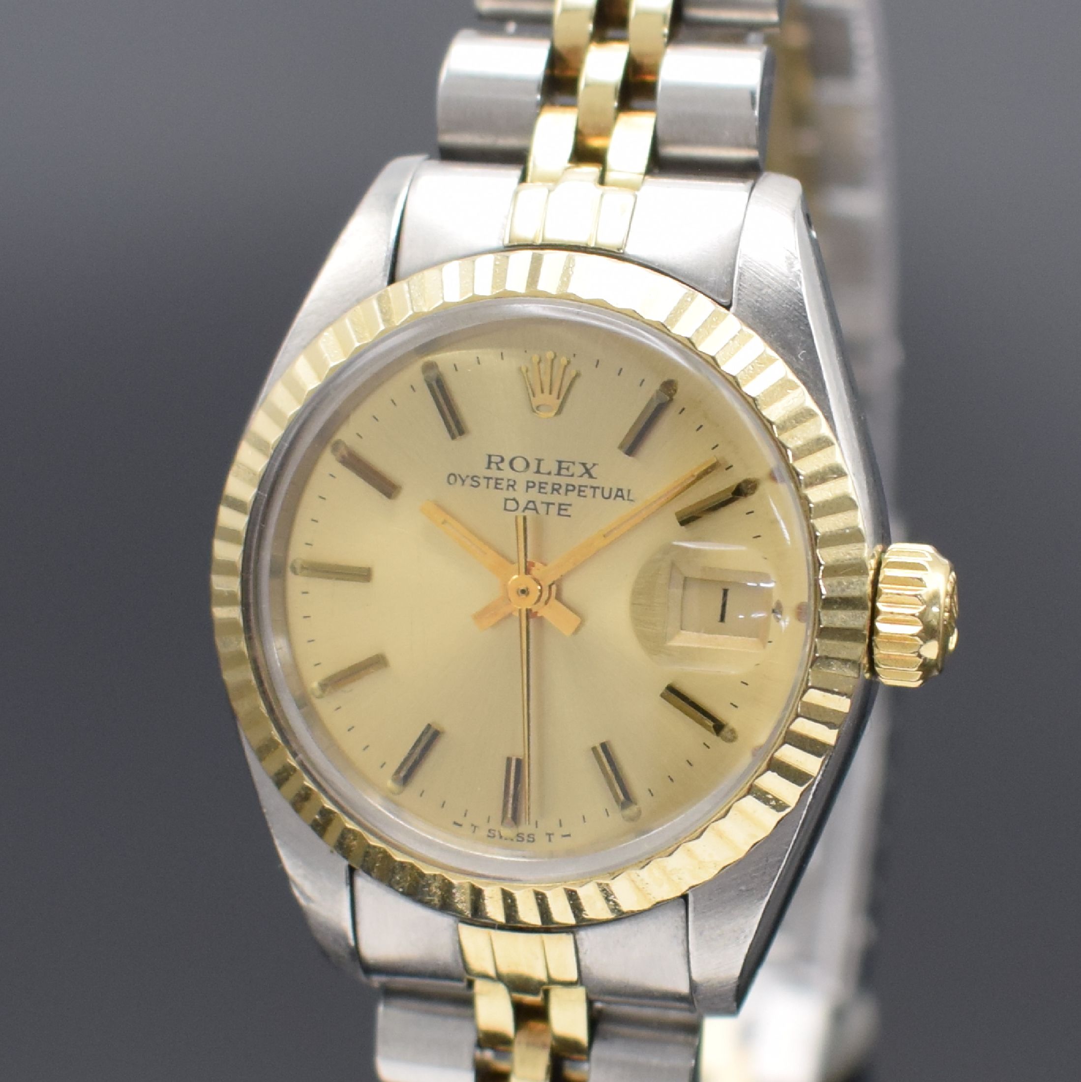 Detail a: ROLEX Damenarmbanduhr Oyster Perpetual Date Referenz 6917, Schweiz verk. lt. beil. Pap. 03/1981, Automatik, Edelstahlgeh. inkl. Jubileeband, ...