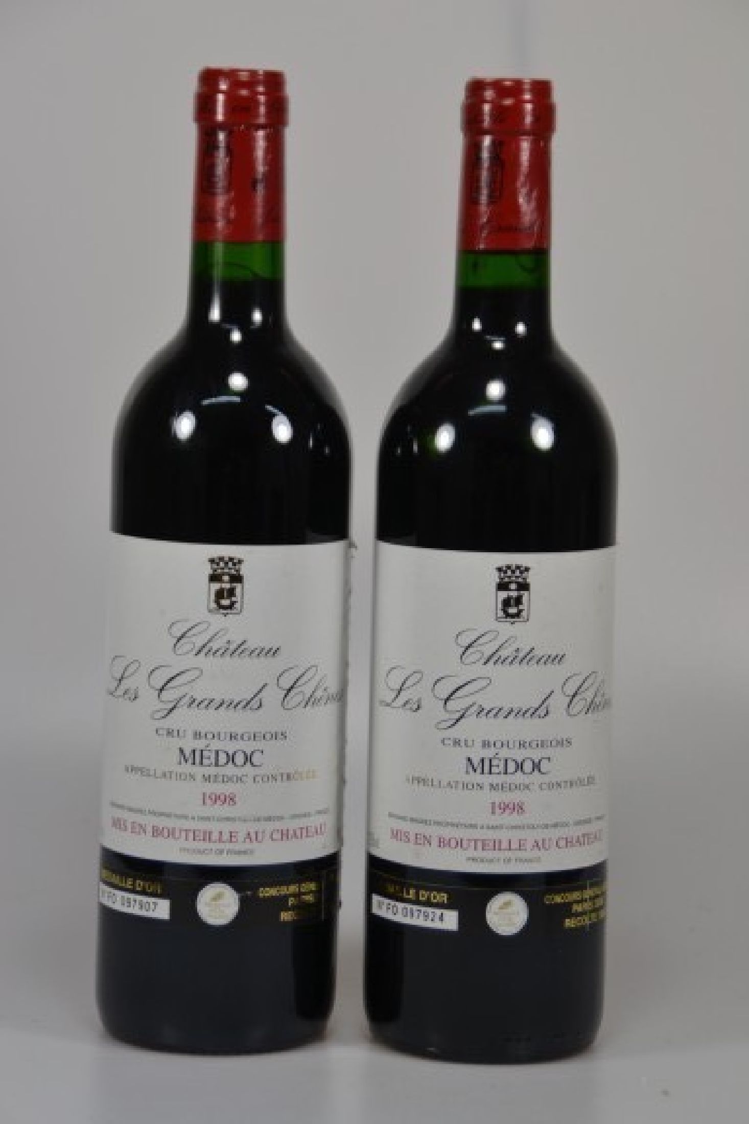 6 Flaschen 1998 Chateau Les Grands Chenes, Cru Bourgeois Medoc, je 750ml, 12,5% Vol., High Fill, unverkostet, Medaille D'Or Paris 2000