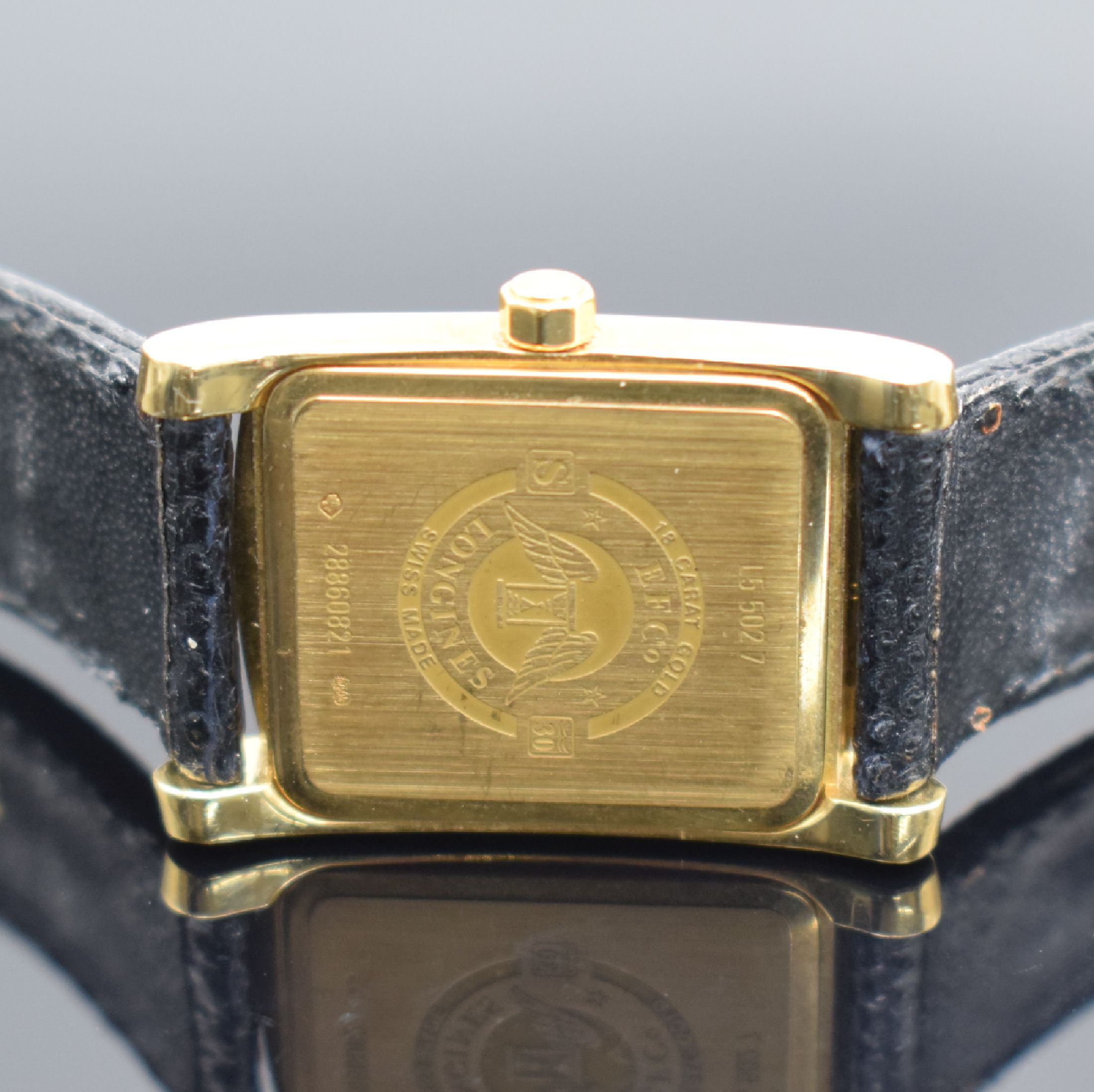 Detail c: LONGINES Damenarmbanduhr DolceVita mit Diamanten in GG 750/000, Schweiz um 2010, quarz, Boden aufgedr., orig. Lederband m. verg. Dornschl., Geh. ...