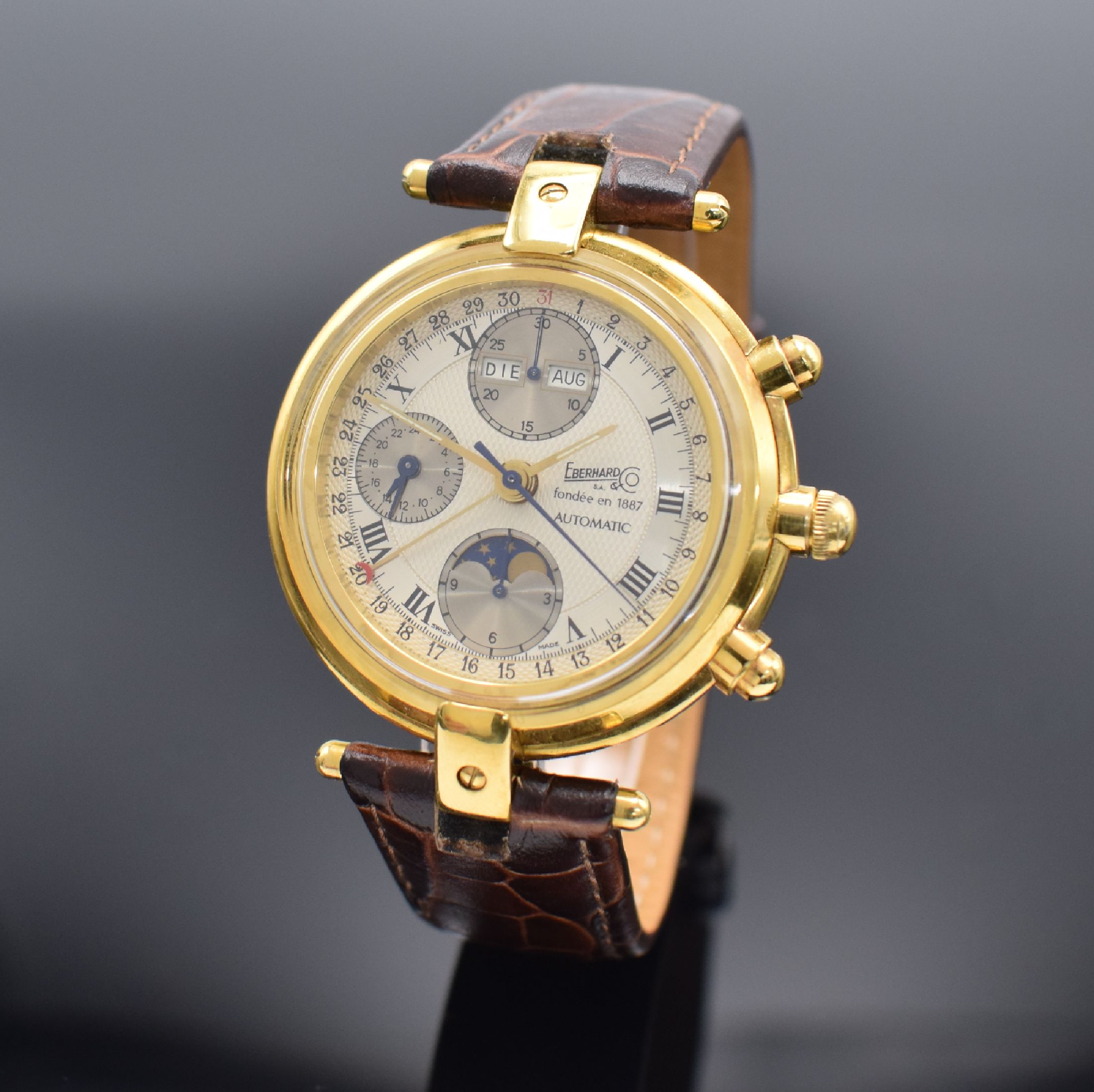 EBERHARD & CO auf 999 Stück limitierter Armbandchronograph Edition Hommage A.L. Perrelet, Schweiz verk. lt. beil. Pap. 06/1990, Automatik, verg. ...