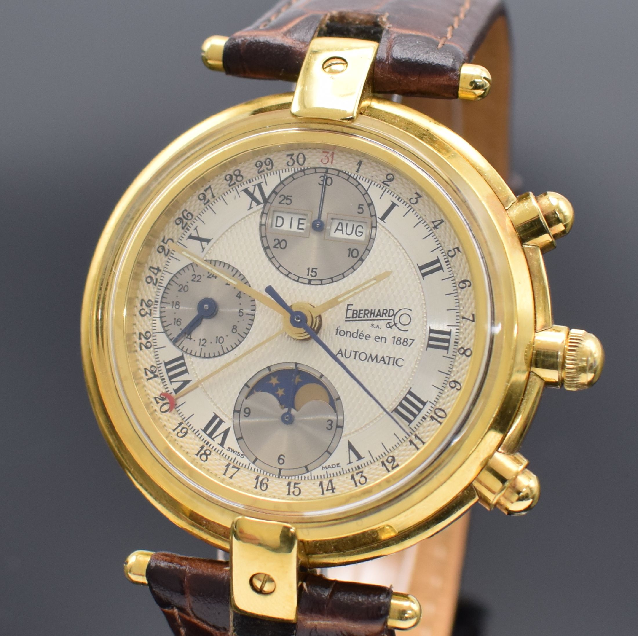 Detail a: EBERHARD & CO auf 999 Stück limitierter Armbandchronograph Edition Hommage A.L. Perrelet, Schweiz verk. lt. beil. Pap. 06/1990, Automatik, verg. ...