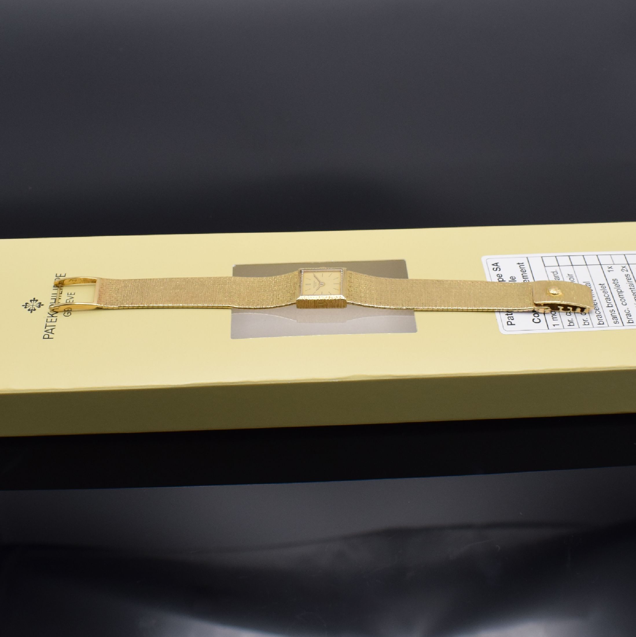 Detail h: PATEK PHILIPPE Damenarmbanduhr in GG 750/000 Referenz 3285/50J, Schweiz um 1960, Handaufzug, Boden 4-fach verschr. (1x Schraube neutr. ers.), orig. ...