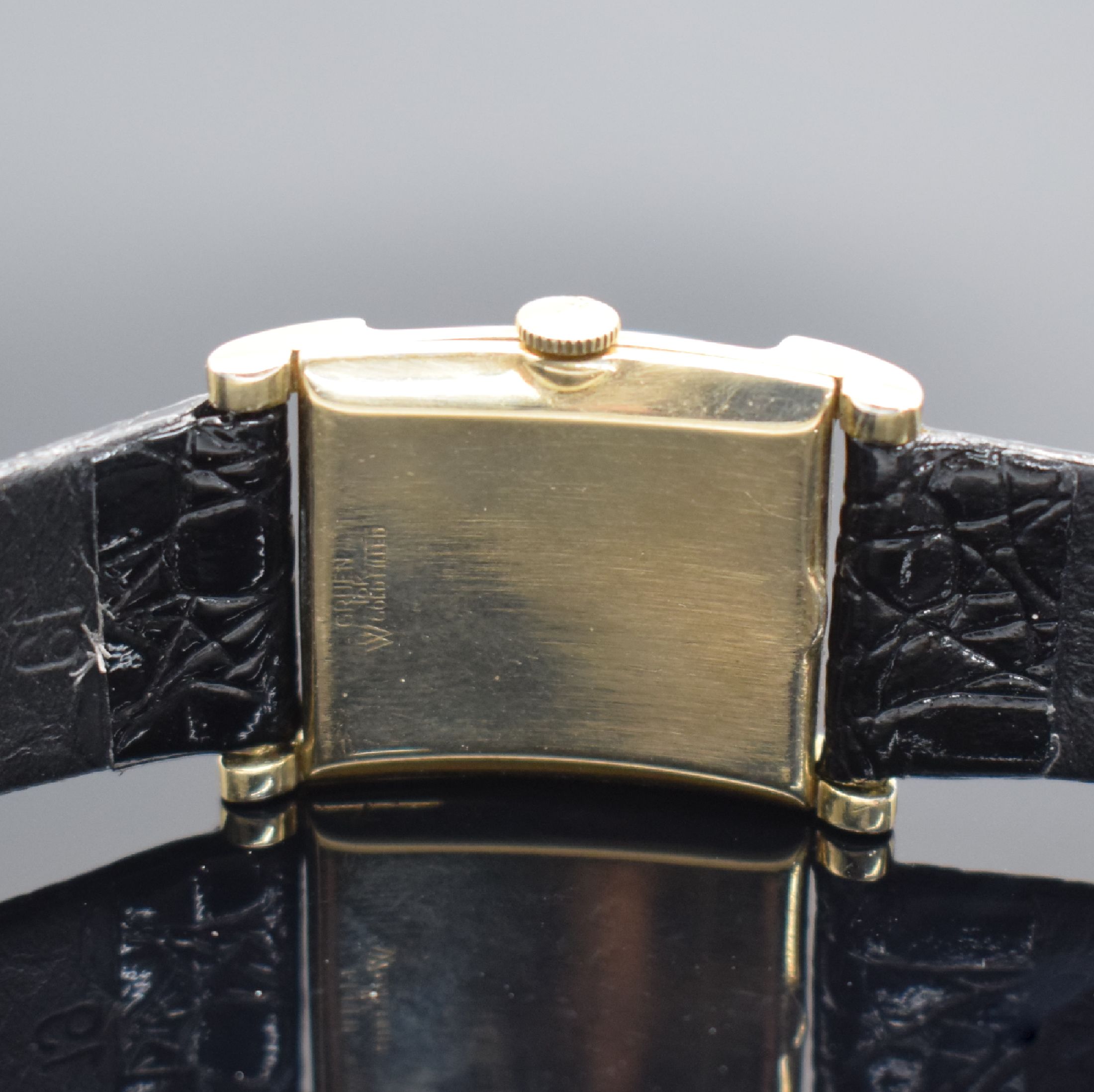 Detail c: GRUEN Curvex Herrenarmbanduhr, Schweiz/USA um 1941, Handaufzug, Ref. 440 575, gewölbtes Geh. in 10K gold filled, Boden aufgedr., gewölbtes ...