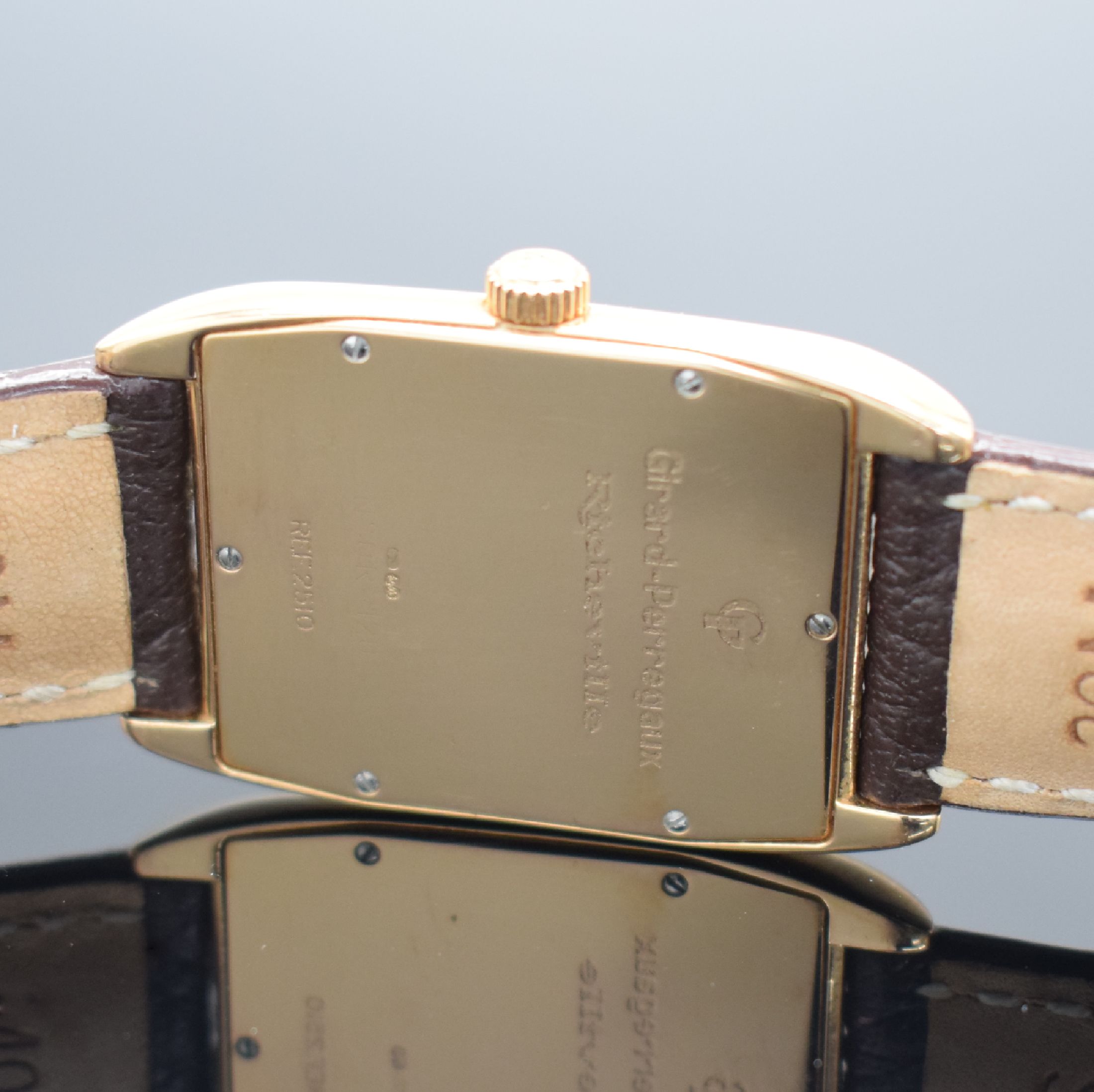 Detail d: GIRARD PERREGAUX Herrenarmbanduhr Richeville in Rosegold 750/000 Referenz 2510, Automatik, Schweiz um 1995, 2-teil. Geh. inkl. Lederband m. orig. ...
