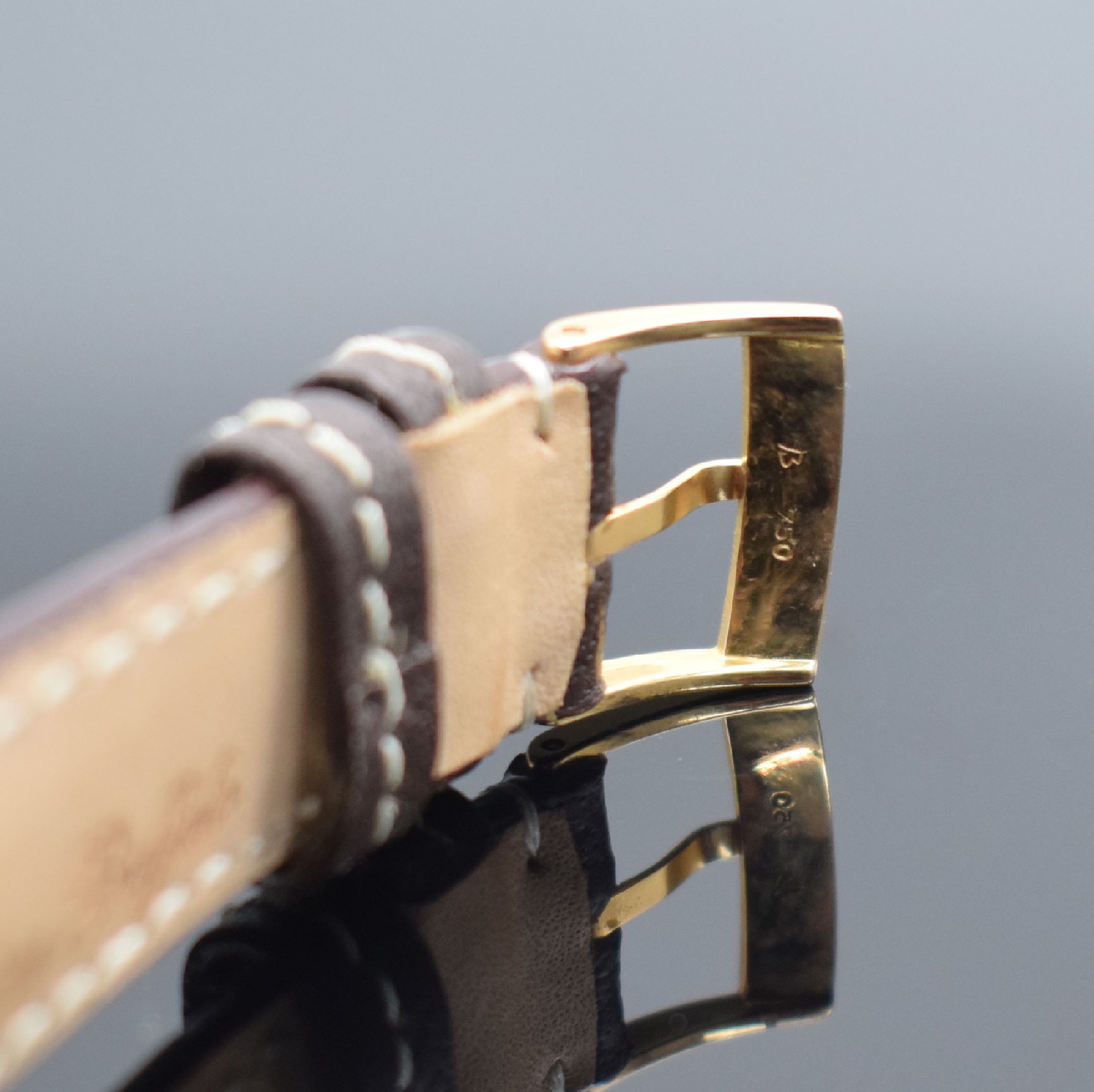 Detail e: GIRARD PERREGAUX Herrenarmbanduhr Richeville in Rosegold 750/000 Referenz 2510, Automatik, Schweiz um 1995, 2-teil. Geh. inkl. Lederband m. orig. ...
