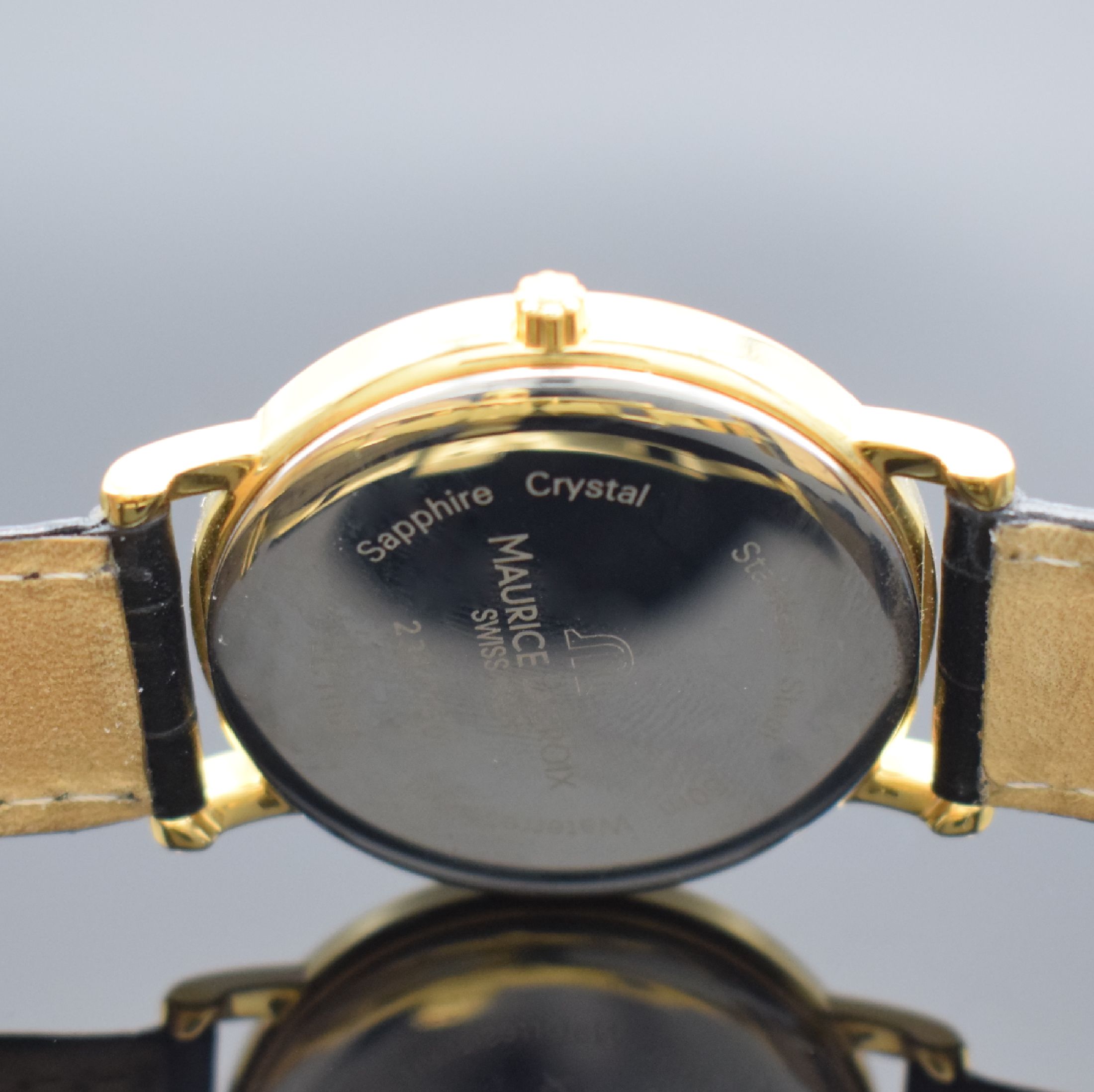 Detail d: MAURICE LACROIX auf 750 Stück limitierte Herrenarmbanduhr Referenz LC 1067, quarz, Schweiz um 2005, verg. Edelstahlgeh. inkl. orig. Lederband m. ...