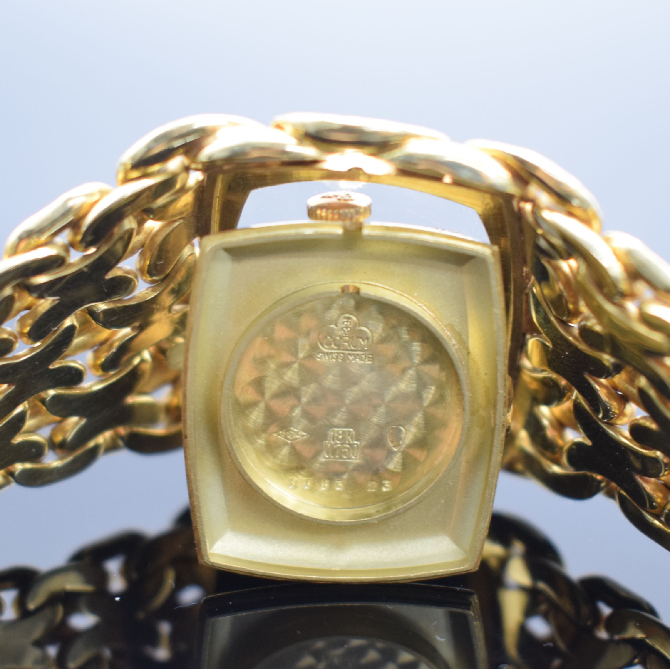 Detail f: CORUM extrem seltene, große Armbanduhr mit Vogelfeder-Zifferblatt in GG 750/000 Referenz 27456, Handaufzug, Schweiz um 1975, massives Gehäuse & ...