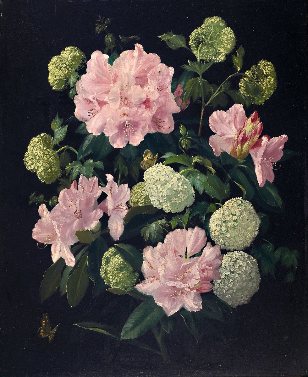 Hans Bastanier, 1885 - 1966 Berlin, Rhododendron und Schneeball, Öl/Holz, verso bezeichnet, signiert und dat. 1939, ca. 55.5 x 45.5 cm, unter Glas, ...