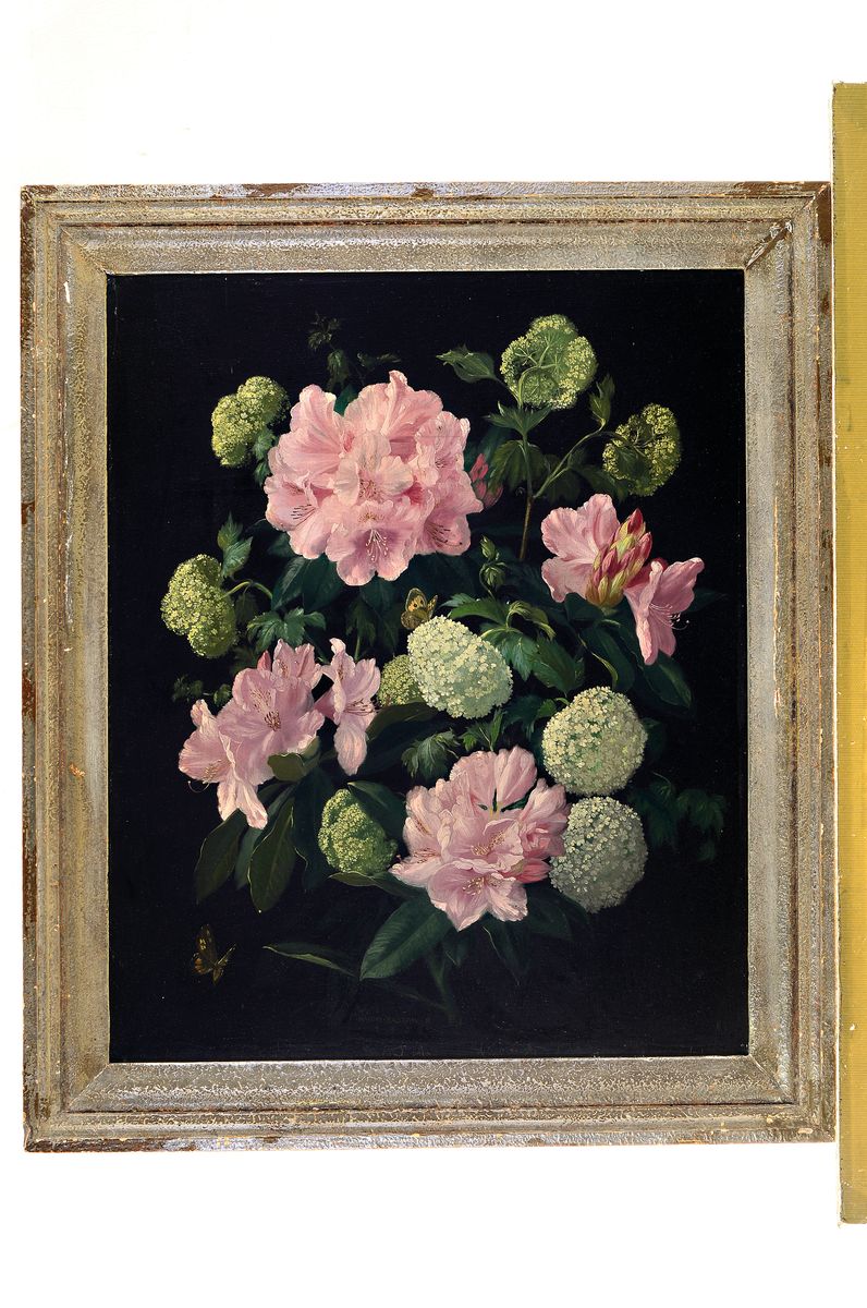 Detail k: Hans Bastanier, 1885 - 1966 Berlin, Rhododendron und Schneeball, Öl/Holz, verso bezeichnet, signiert und dat. 1939, ca. 55.5 x 45.5 cm, unter Glas, ...