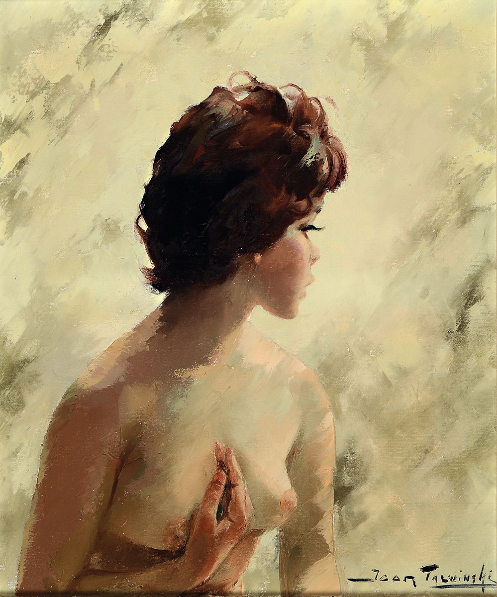 Igor Talwinski, 1907 Warschau - 1983, polnischer Maler, Frauenakt, Öl/Lwd, re.u. signiert, 55 x 46 cm, Rahmen, ca. 68 x 59 cm