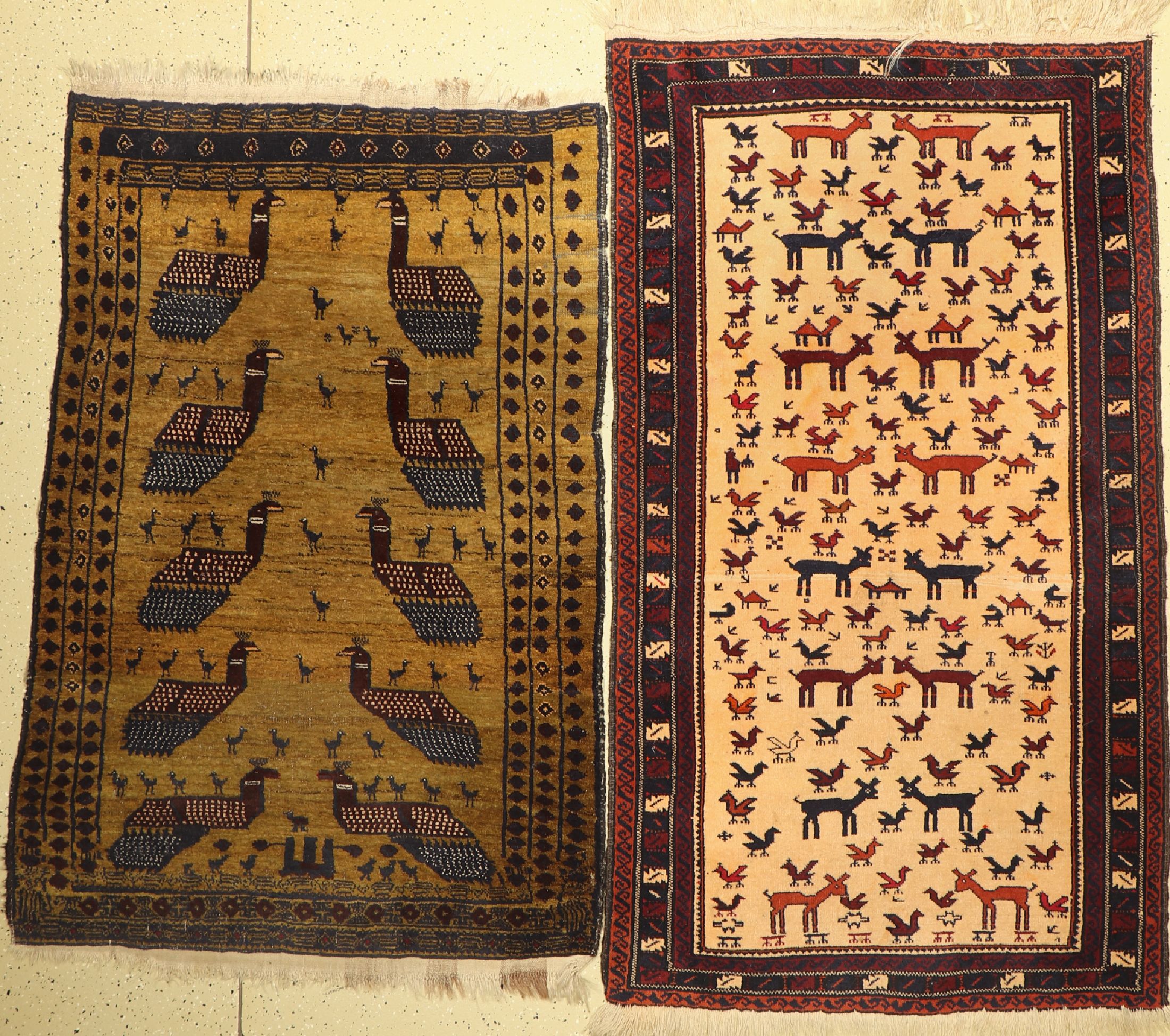 2 Lots Zakini, Afghanistan, ca. 60 Jahre, Wolle auf Wolle, ca. 185 x 105 cm, EHZ: 3