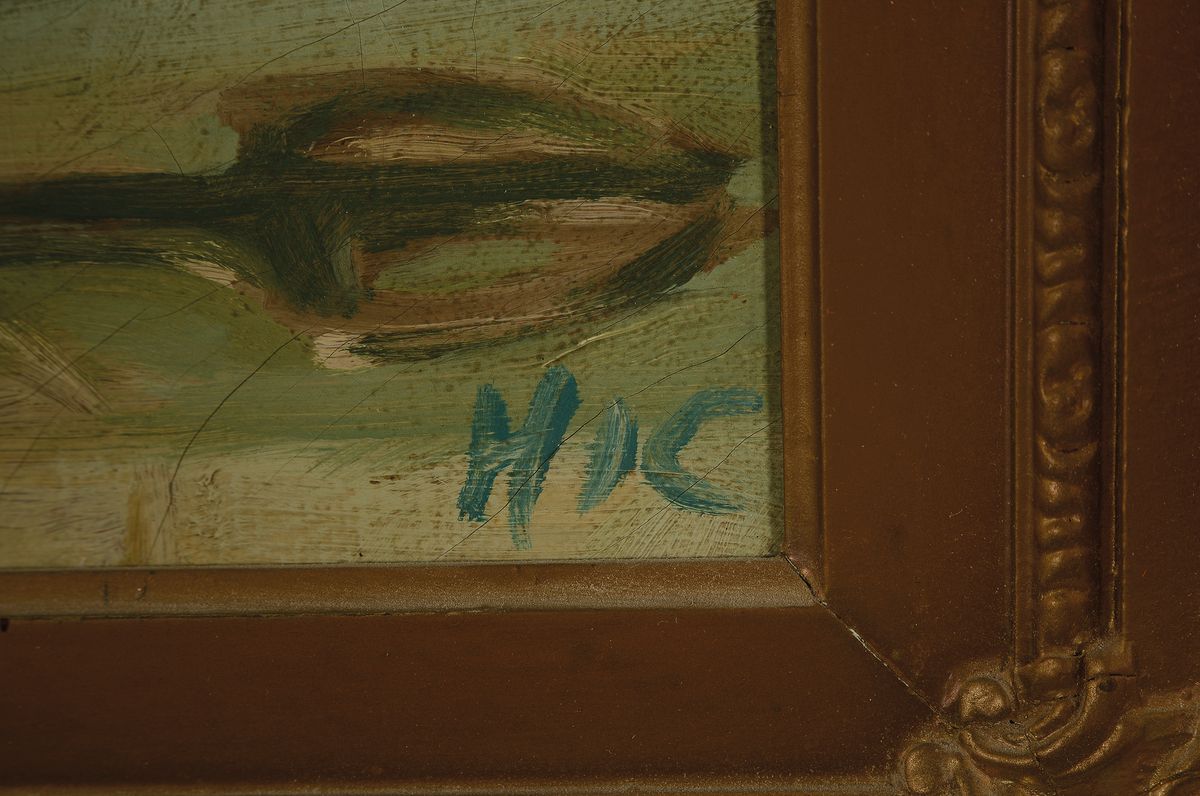 Detail a: Henry Ives Cobb, 1883 - 1974, Stillleben mit Buddha und Vase, Öl/Lwd, signiert, krakeliert, ca. 26 x 35 cm, Rahmen, l. best.