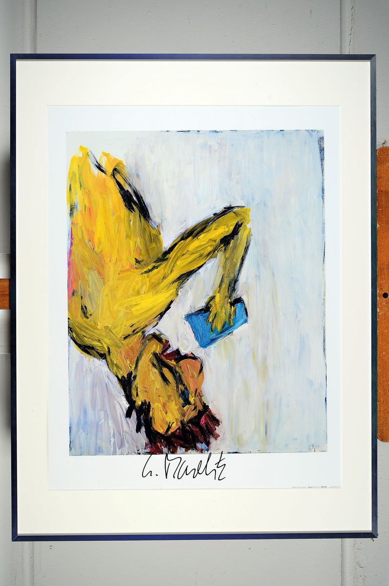 Detail k: Georg Baselitz, geb. 1938, "Glastrinker", Offset-Lithografie auf dünnem Karton, handsign., Hrsg. Edition 5 Düsseldorf 2007, unter ...