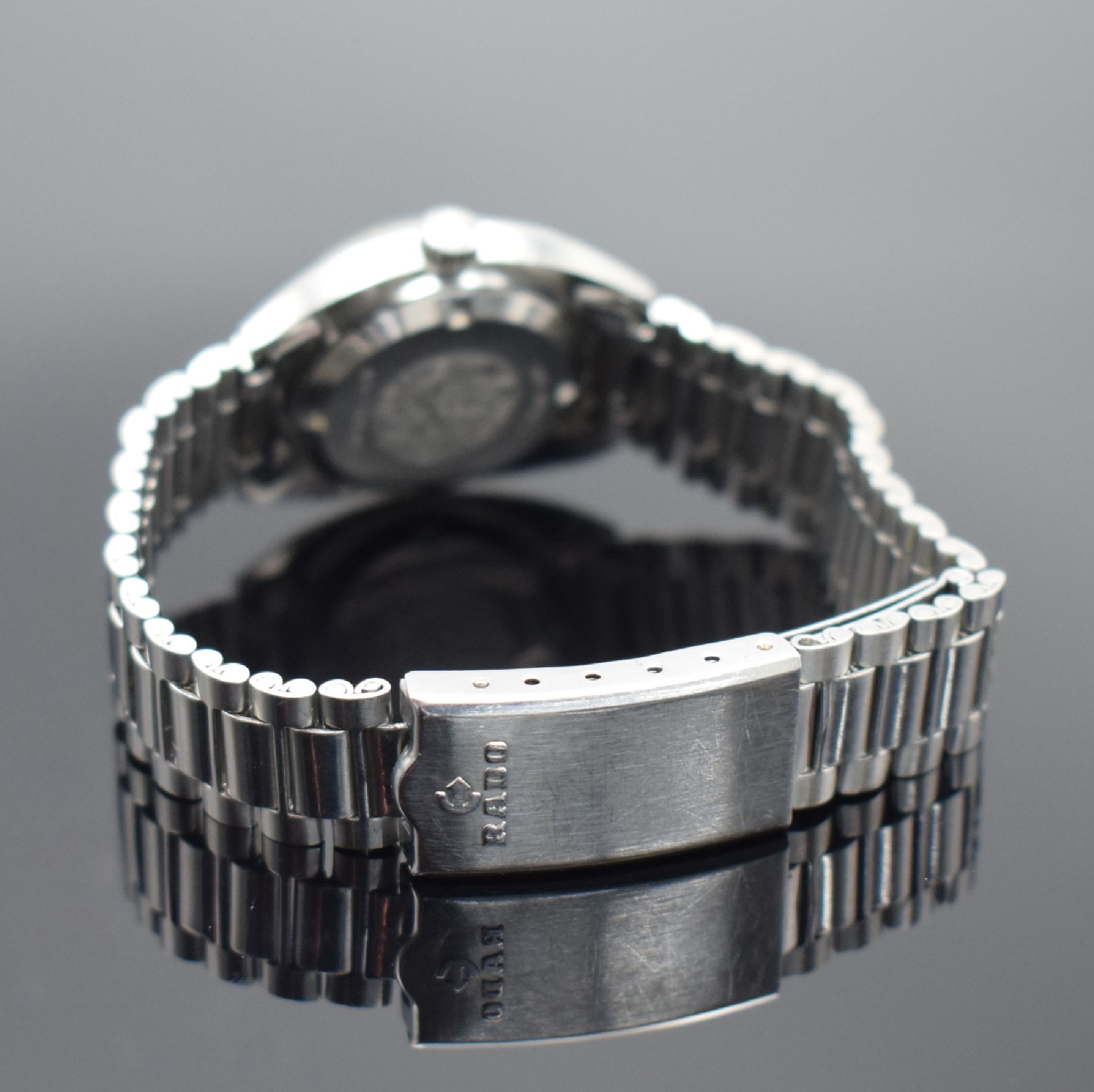 Detail b: RADO Damenarmbanduhr Conway Referenz 561.3058.4, Automatik, Schweiz um 1970, Edelstahlgeh. inkl. Gliederband m. Faltschl., Boden verschr., ...