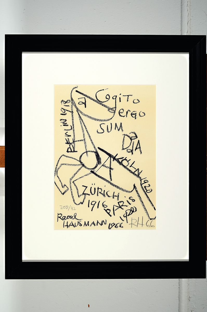 Detail k: Raoul Hausmann, 1986-1971, "DADA 1966", Lithografie ,Auflage 300, handsign.,dat. 66, num.42/300, unter Plexiglas gerahmt, gesamt ca. ...