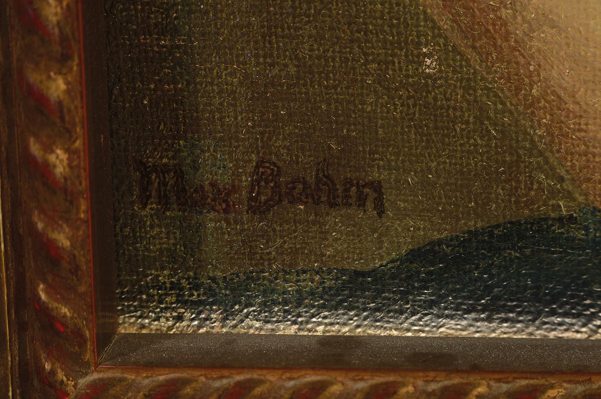 Detail a: Max Bohm, Anfang 20. Jh., Porträt einer jungen Frau im blauen Kleid, Öl/Lwd, li. u. signiert, l. Farbabblätterungen im Haar, ca. 63 x 53 cm, ...