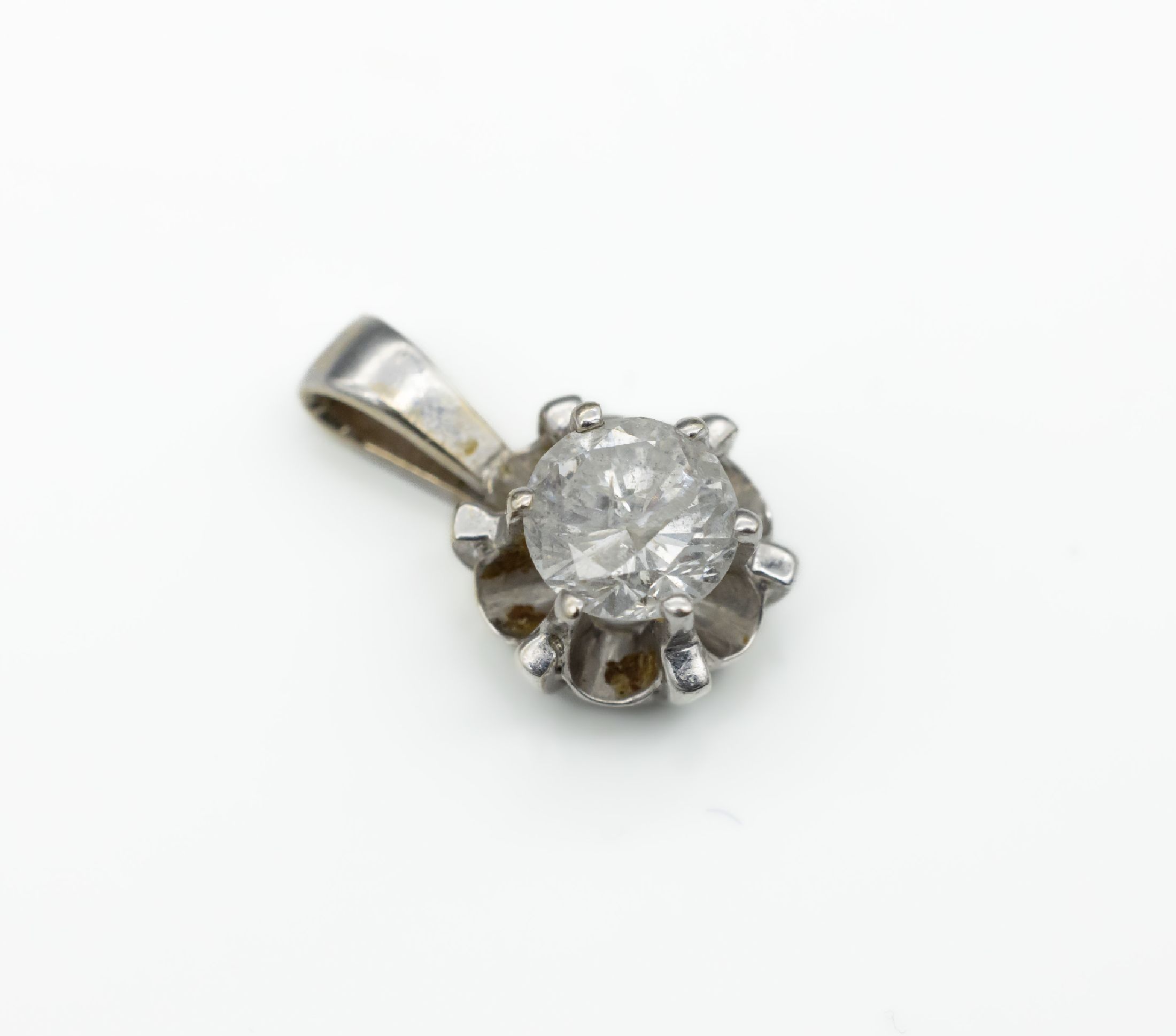 14 kt Gold Brillant-Anhänger, WG 585/000, einzelner Brillant ca. 0.51 ct Weiß/p