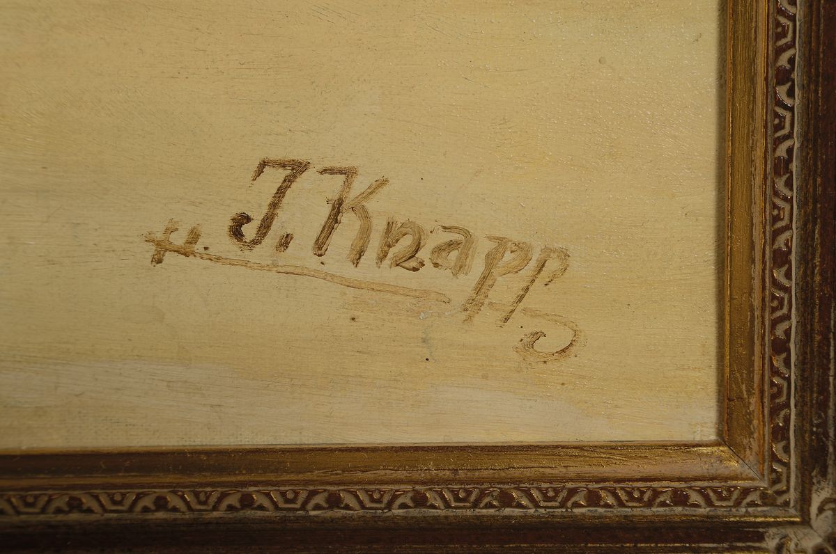 Detail a: I. Knapp, Traditionalist, erste Hälfte 20. Jh., Stillleben, Öl/Lwd, signiert, ca. 84 x 100 cm, Rahmen ca. 75 x 100 cm