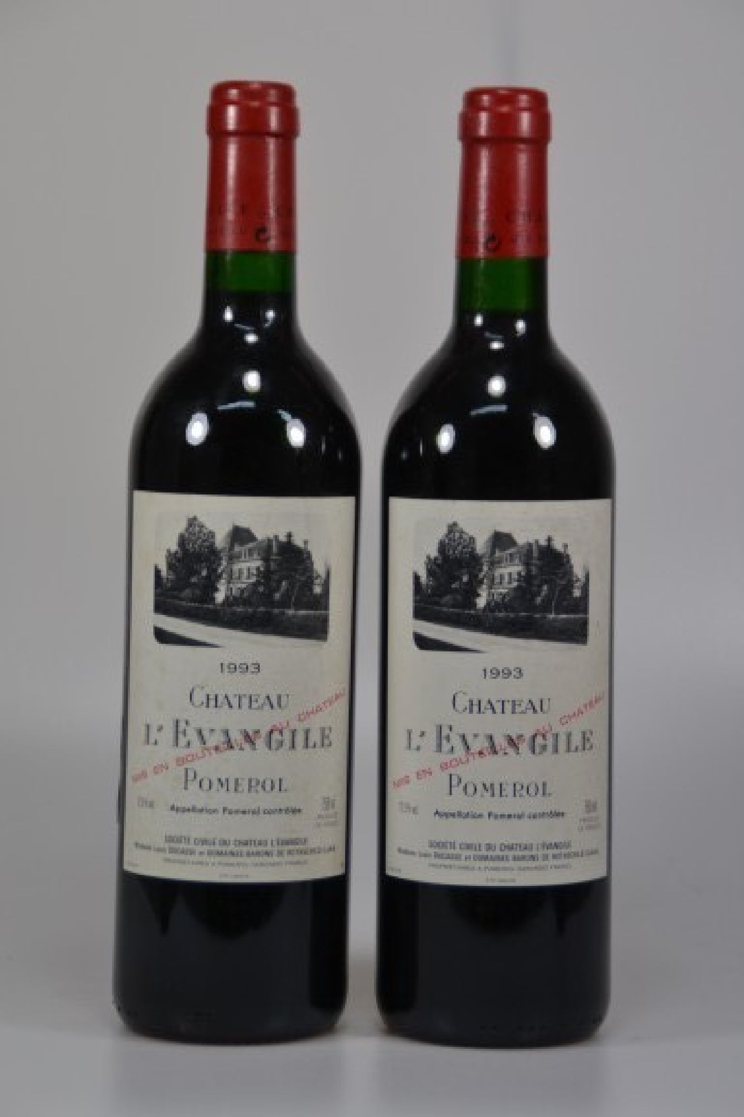 2 Flaschen 1993 Chateau L'Evangile, Pomerol,750ml, 12,5% Vol., High Fill, unverkostet