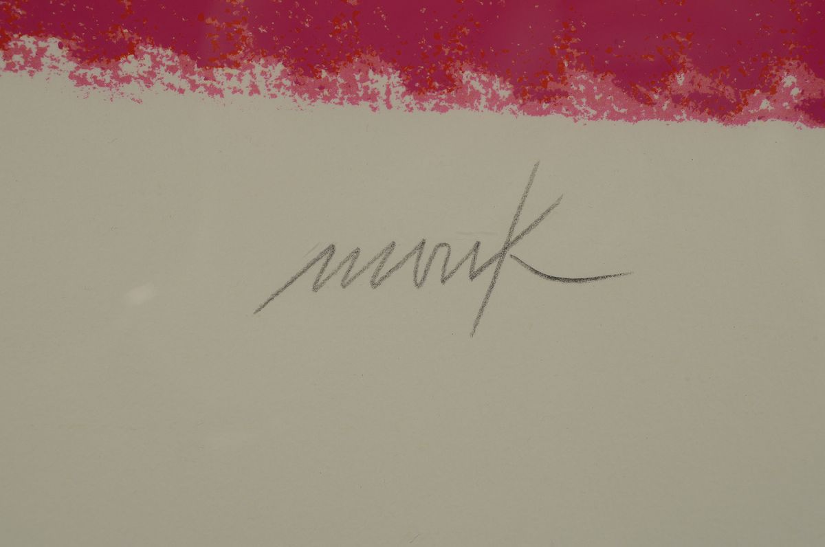 Detail a: Heinz Mack, geb. 1931, Siebdruck auf Büttenpapier, das riesige Blatt ist handsigniert und nummeriert 130/190, aus dem Jahre 1981, 106 x 78 cm, ...