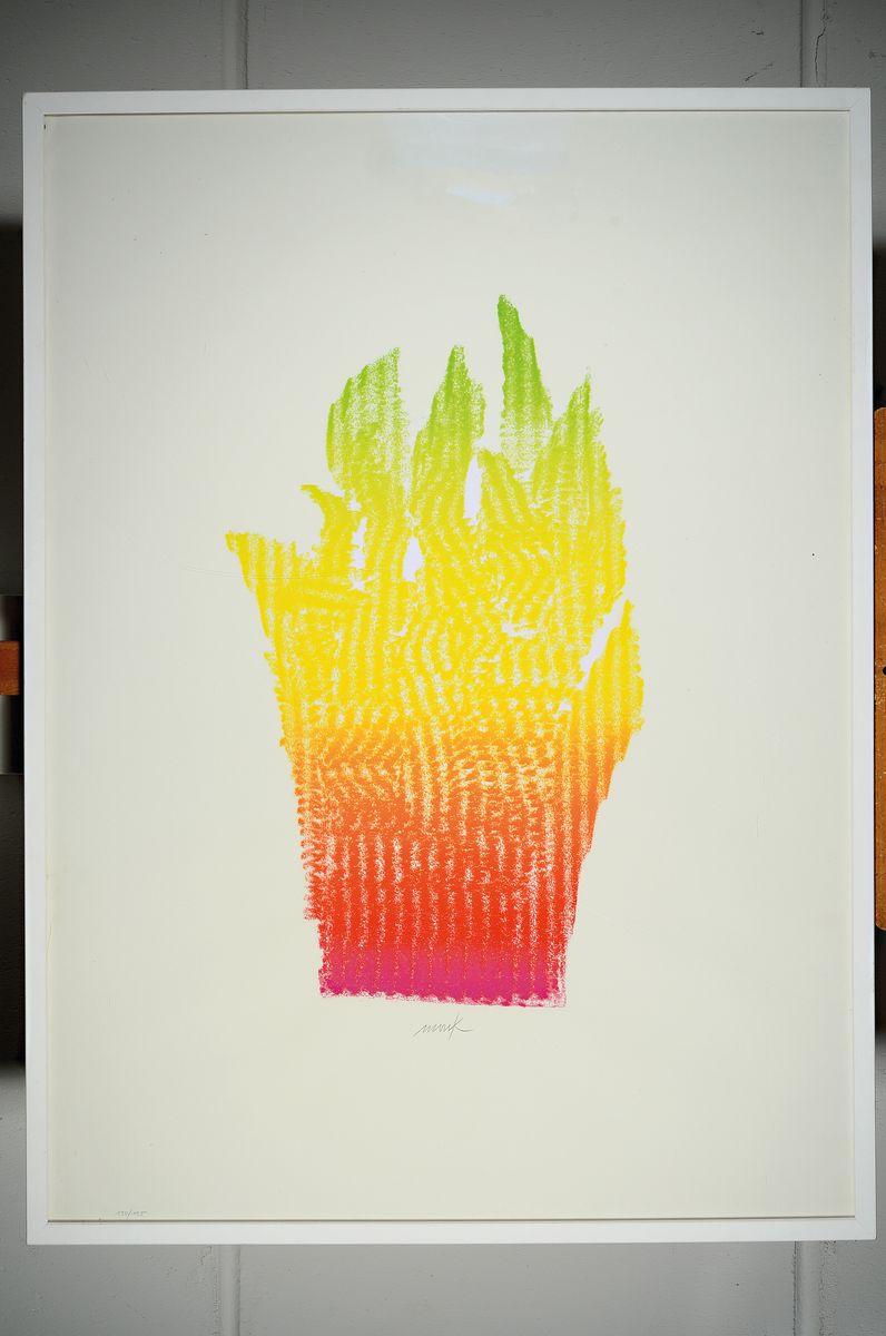 Detail k: Heinz Mack, geb. 1931, Siebdruck auf Büttenpapier, das riesige Blatt ist handsigniert und nummeriert 130/190, aus dem Jahre 1981, 106 x 78 cm, ...