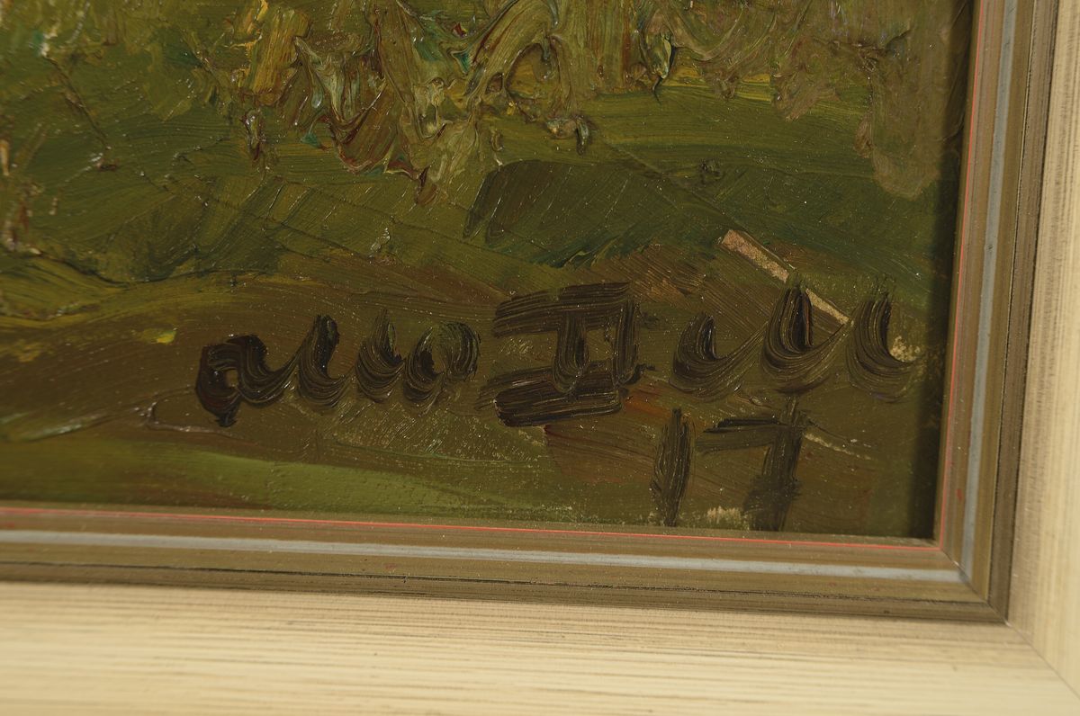 Detail a: Otto Dill, 1884 Neustadt a.d. Weinstraße - 1957 Bad Dürkheim, Gruppe grasender Kühe, elaborierter Umgang mit den Erscheinungsfarben, ...