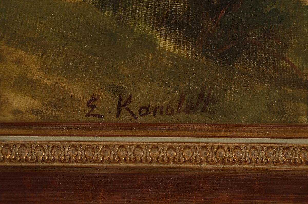 Detail a: Edmund Friedrich Kanoldt 1845 - 1904, Felsen bei Hohenstaufen, Öl/Lwd/Platte, re. unten signiert und li. unten bezeichnet: "Hohenstaufen 1. ...