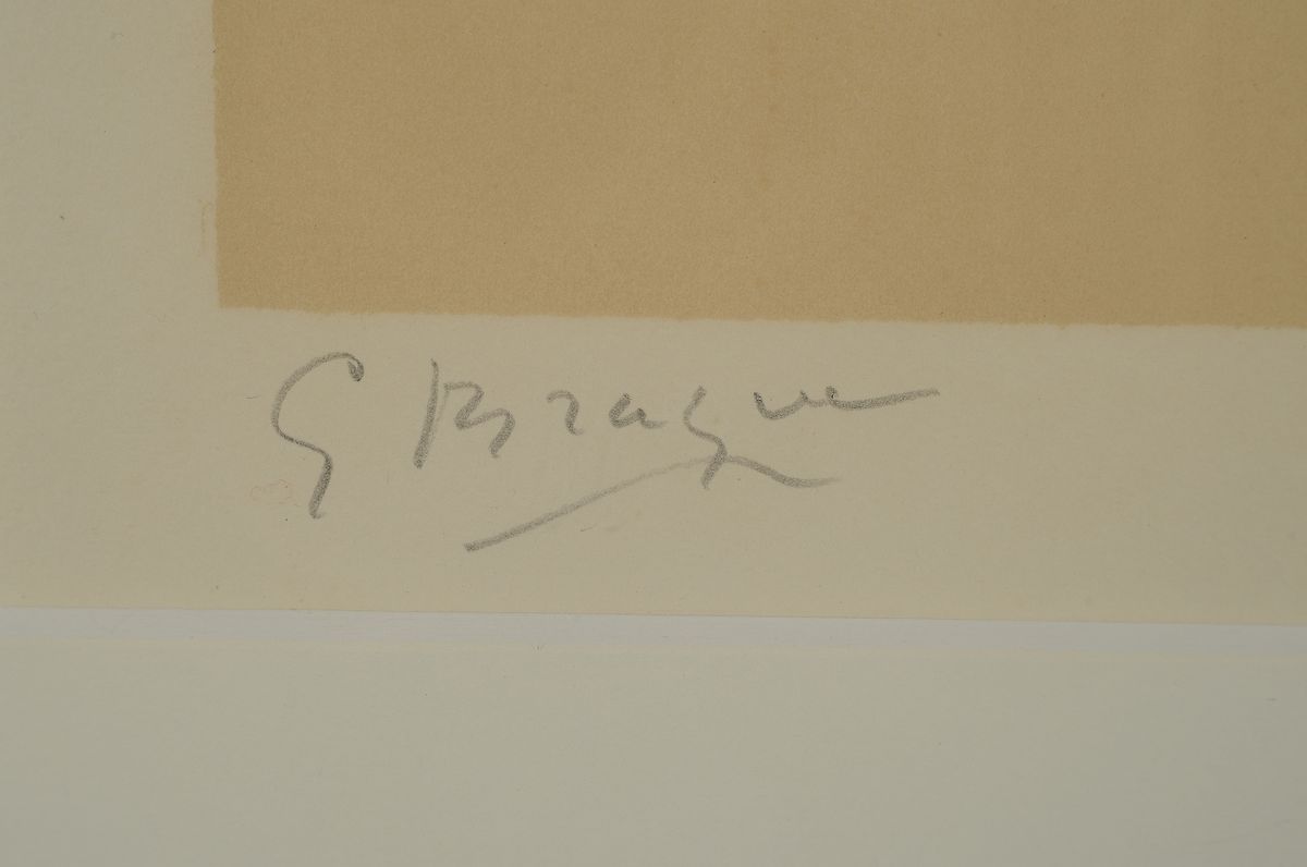Detail a: Georges Braques, 1882 - 1963, Farblitho auf Arches-Büttenkarton, handsigniert und num. 31/75, aus 1958, 50 x 65.5 cm, Rahmen 64 x 77 cm, WVZ Vallier ...