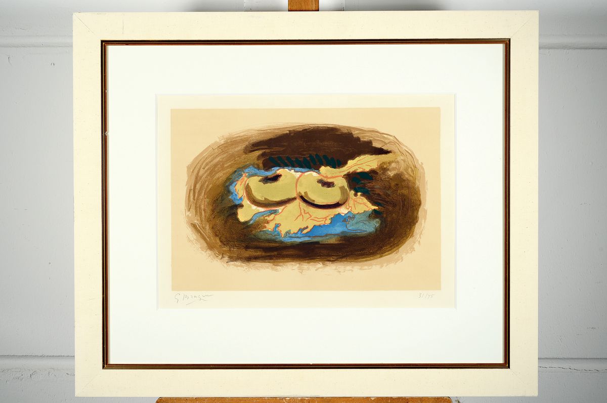 Detail k: Georges Braques, 1882 - 1963, Farblitho auf Arches-Büttenkarton, handsigniert und num. 31/75, aus 1958, 50 x 65.5 cm, Rahmen 64 x 77 cm, WVZ Vallier ...
