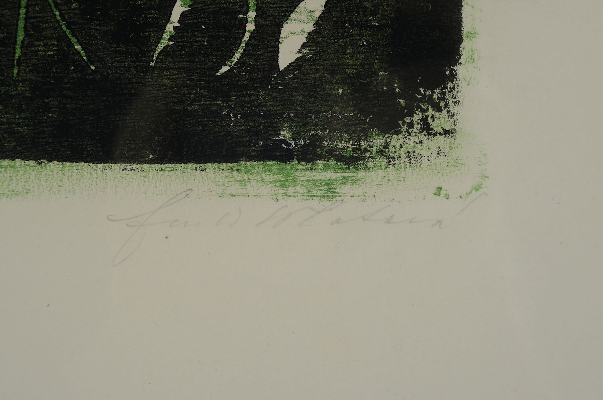 Detail a: Ewald Matare, 1887 - 1965, Farbholzschnitt auf Monopol-Velin, "Pferde auf der Weide", (Fünf eigentlich sieben Pferde), aus 1935, ...