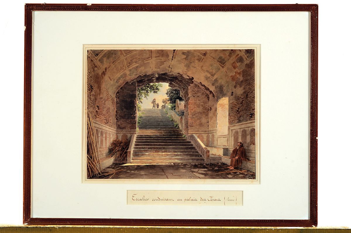 Detail k: Jean Lubin Vauzelle, 1776 Angerville-la-Gate - 1839 Paris, Schüler des Architekturmalers Hubert Robert u. Jean Charles Nicaise Perrin, hier: ...