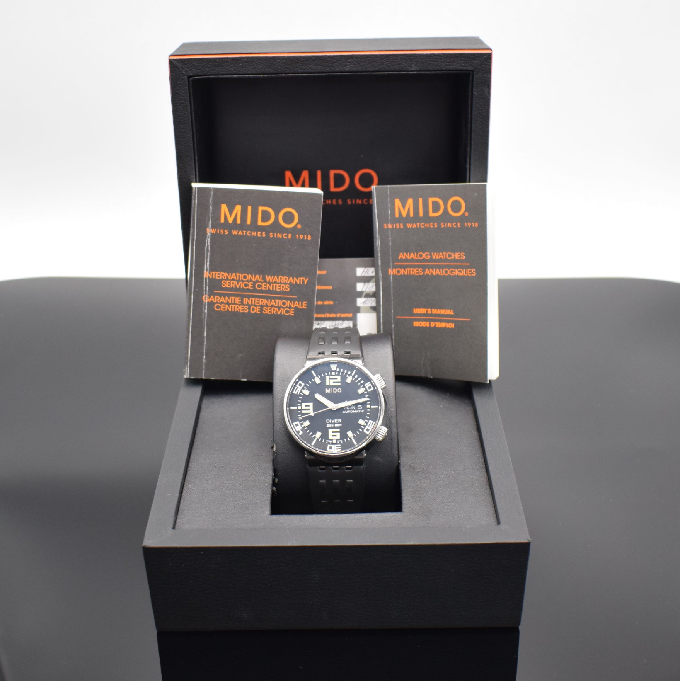 Detail f: MIDO All Dial Diver Herrenarmbanduhr, Schweiz um 2013, Automatik, Ref. 8370-A, verschr., beids. vergl. Gehäuse in Edelstahl, Kautschukband m. ...
