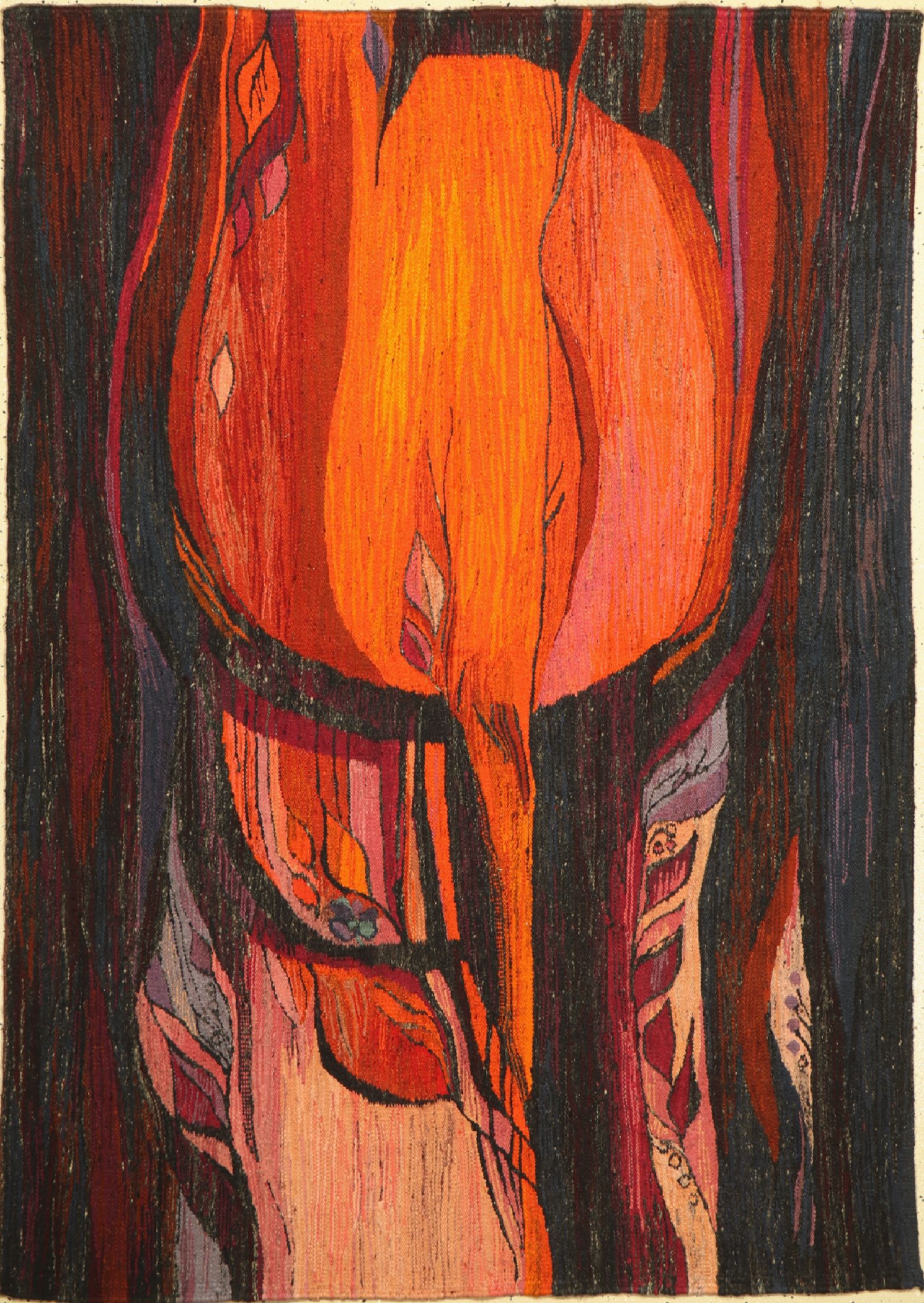 Künstler Kelim, Polen, ca. 60 Jahre, Wolle auf Baumwolle, ca. 197 x 140 cm, EHZ:(Sehr guter Zustand)
