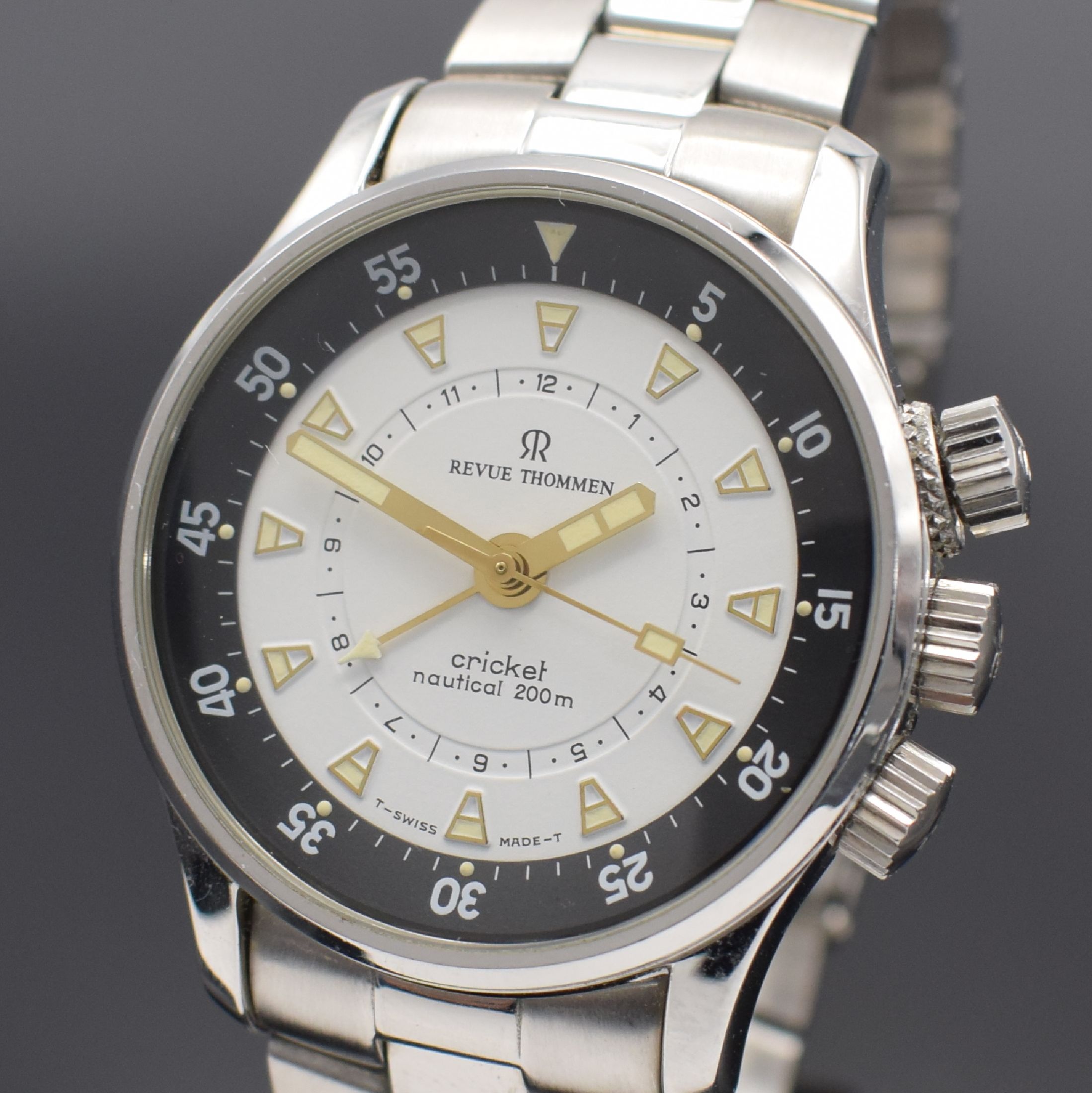 Detail a: REVUE THOMMEN Cricket Nautical Armbandwecker, Schweiz um 2000, Ref. 7910001, Handaufzug, auf 2400 Stück lim. Sondermodell in Edelstahl, dopp. ...