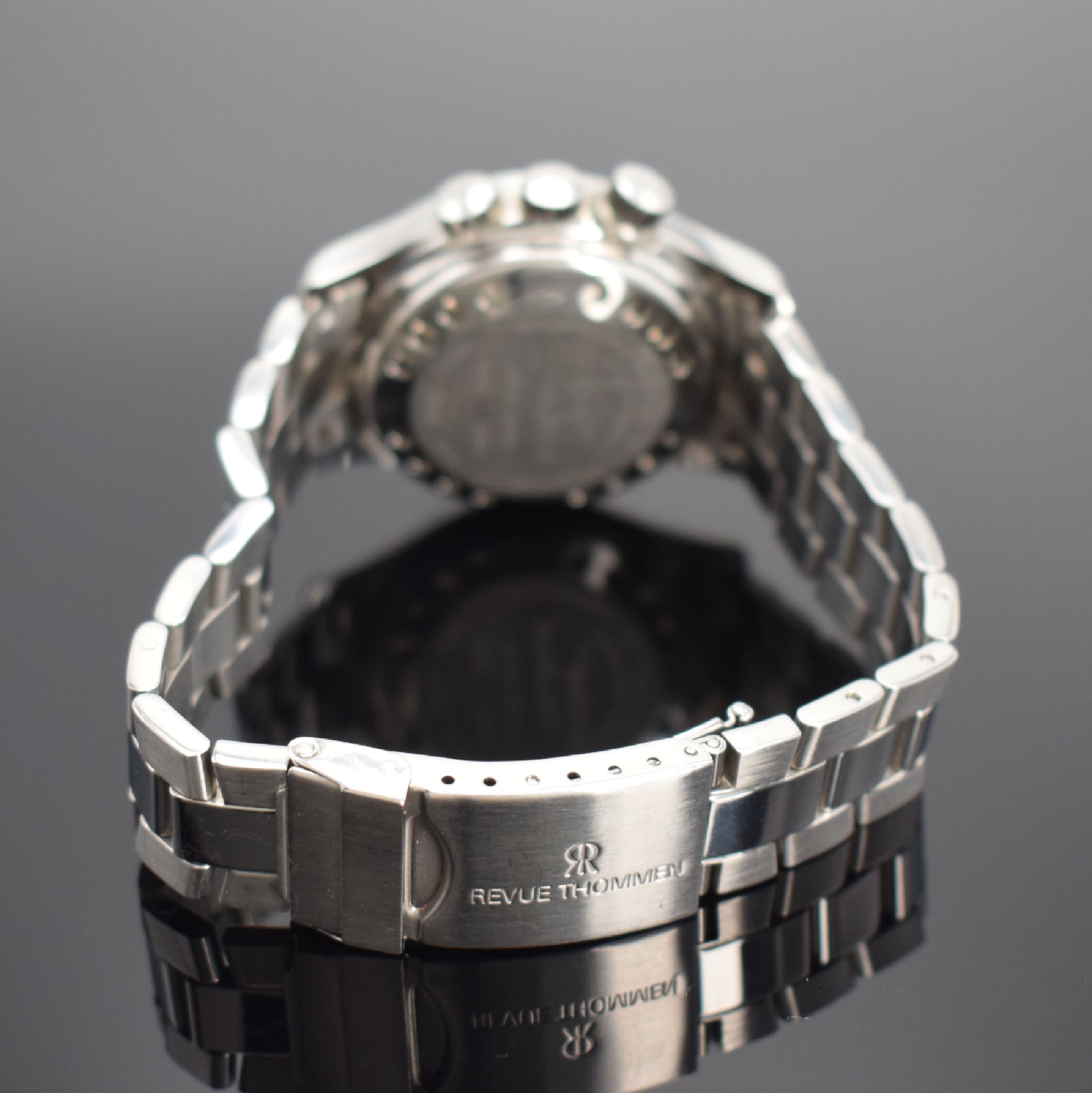 Detail b: REVUE THOMMEN Cricket Nautical Armbandwecker, Schweiz um 2000, Ref. 7910001, Handaufzug, auf 2400 Stück lim. Sondermodell in Edelstahl, dopp. ...