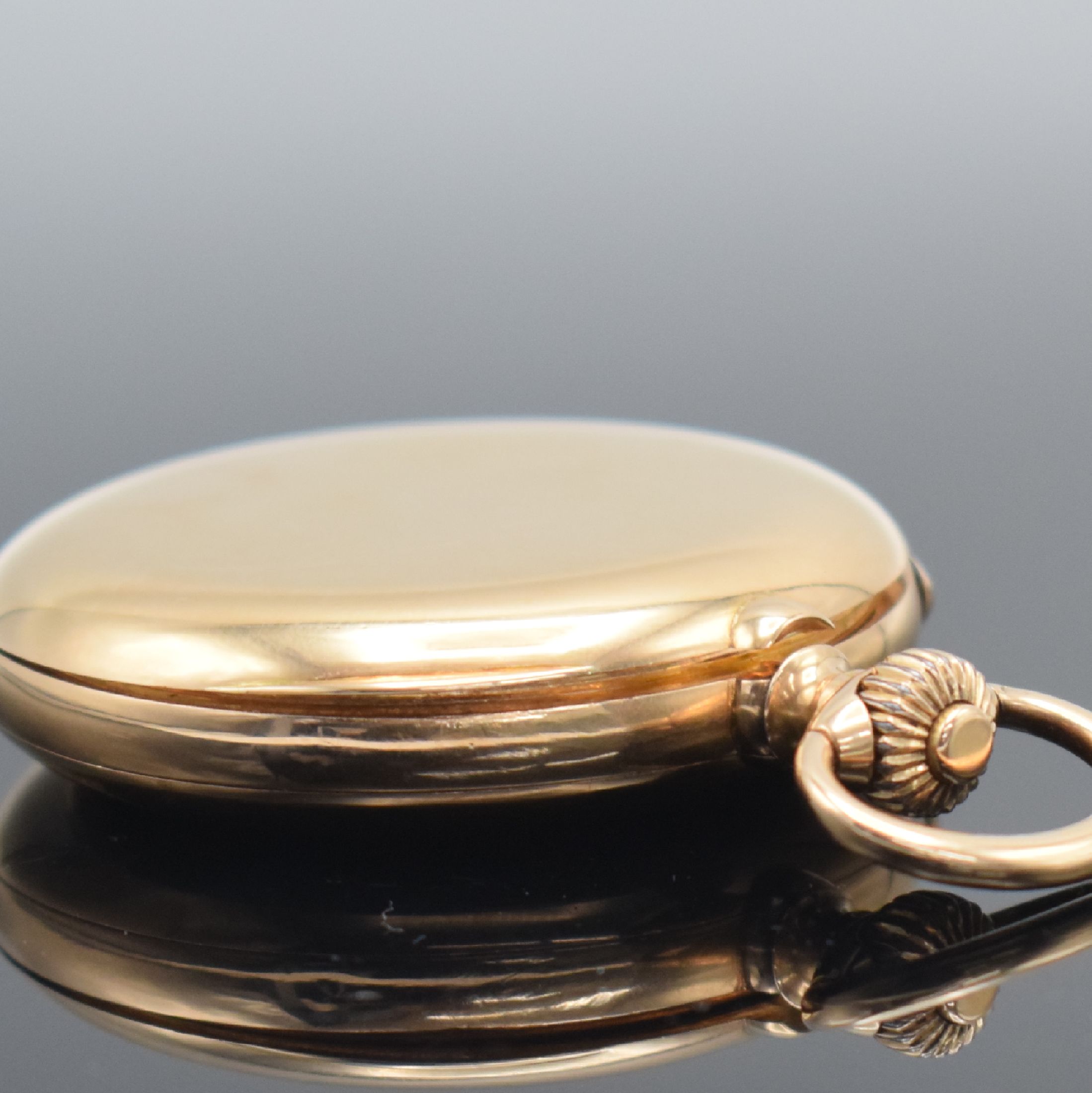 Detail h: Kleine Herrensavonette mit Minutenrepetition in RG 750/000, Schweiz um 1900, glattes 3- Deckel Goldgeh. m. à-goutte-Schlüssen, Rep. über Schieber ...