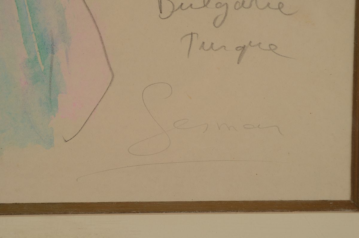 Detail a: Charles Gesmar, 1900 Nancy-1929 Paris, bekannter französischer Bildender Künstler, speziell Modezeichnungen Art deco in Paris, u.a. vertreten in ...