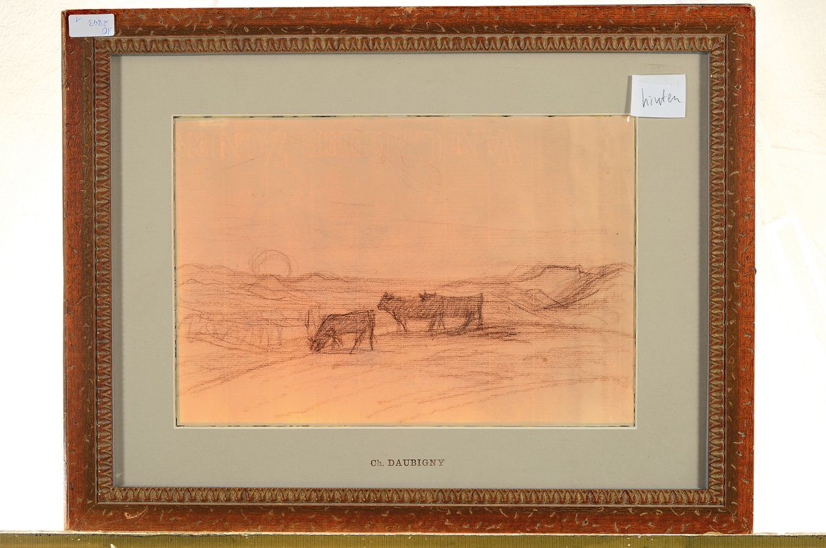 Detail a: Charles Francois Daubigny, 1817-1878 Paris, bekannter französischer Maler und Graphiker, namhafter Vertreter der Schule von Barbizon, Hier: ...