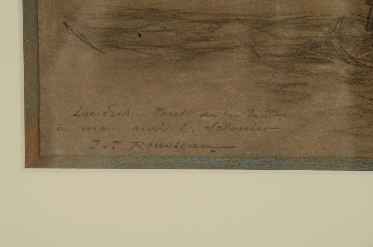 Detail a: Jean Jacques Rousseau, 1861 Paris-1911 ebenda, bekannter französischer Maler und Grafiker, "London , Themse-Szene vor Tower-Bridge"., ...