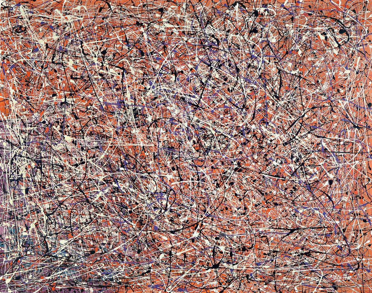 Stahl, unbekannter Künstler um 1950/70, "Action Painting/Drip Painting a la Jackson Pollock", ÖL/Acryl/Hartfaserplatte, sign., R., ca. ...