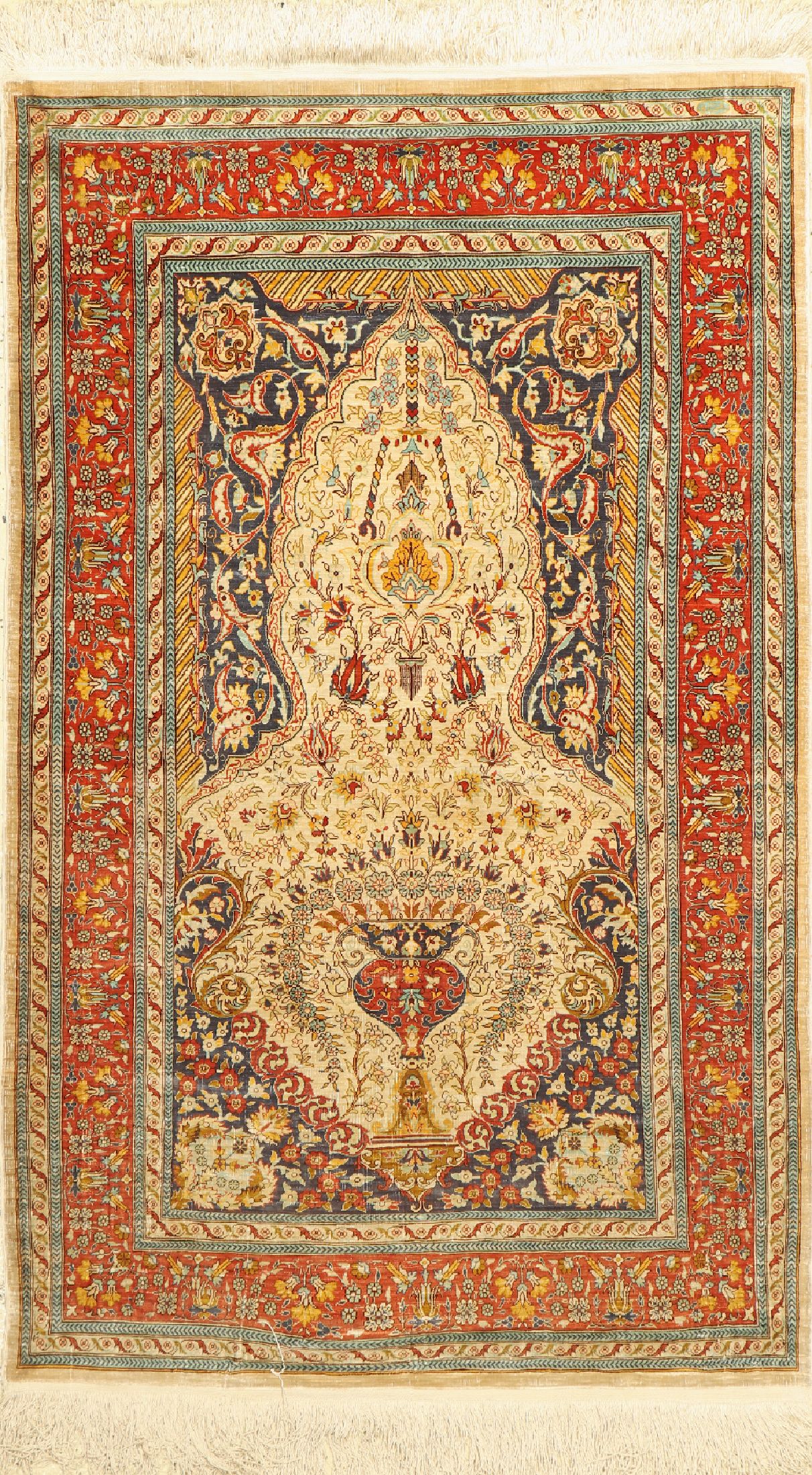 Hereke Seide fein, signiert, Türkei, um 1950, reine Naturseide, ca. 135 x 85 cm, EHZ: 3