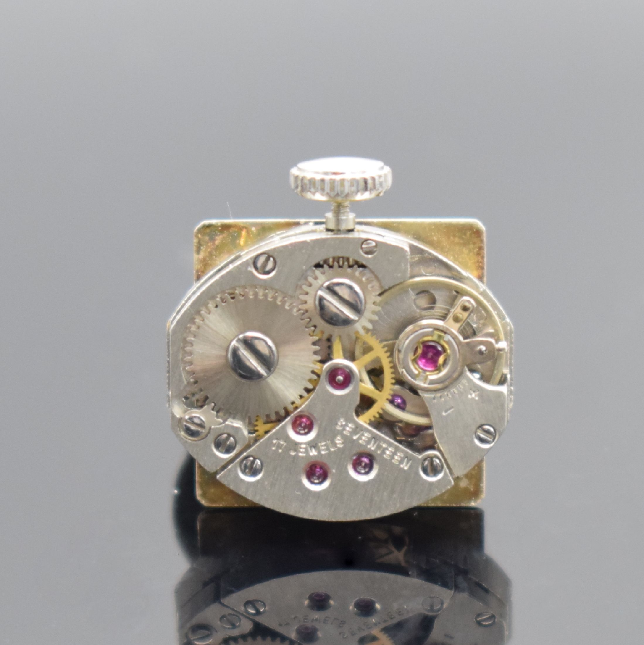 Detail f: ANKER Damenarmbanduhr in WG 585/000 mit Diamanten, Schweiz um 1965, Handaufzug, Boden aufgedr., silb. Zifferbl. m. silb. Std. Ind. & Zeigern, Kal. AS ...