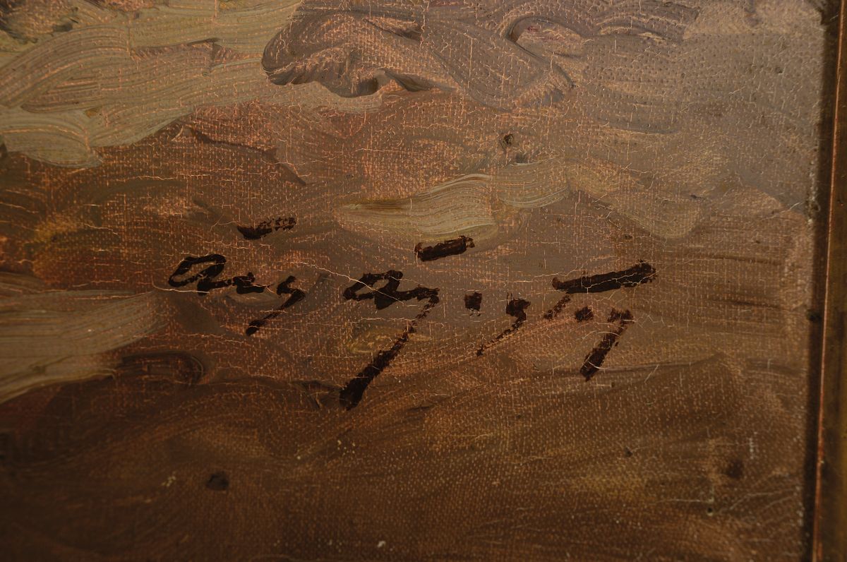 Detail a: Acs Agoston, 1889 Budapest - 1947, ungarische Dorfszene mit Frauen und Mädchen, Öl/Lwd, re. u. signiert, ca. 60 x 80 cm, Rahmen l. besch., ca. 73 x ...