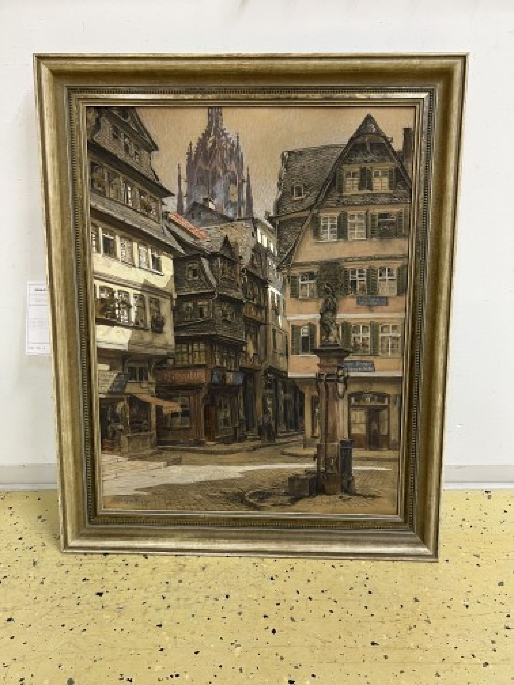 Detail b: Fritz Graetz, 1875 Frankfurt/M - 1915 Serbien, Frankfurt am Main, Platz an der Saalgasse, Kreidezeichnung aquarelliert und weiß gehöht, li. u. ...