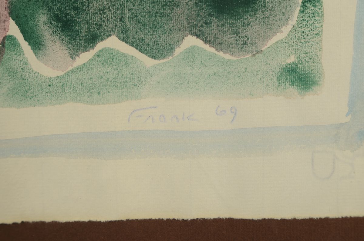 Detail a: Edvard Frank, 1909 Korschenbroich - 1972 Saarlouis, abstrakte Komposition, Aquarell auf Papier, re. u. signiert, ca. 48 x 62 cm, l. Altersspuren, ...