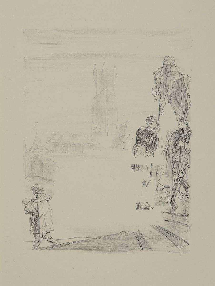 Detail b: Konvolut aus 10 Original-Lithographien, Max Slevogt, 1868 Landshut - 1932 Leinsweiler, Lithographien zu Bühnenbildern zu Goethes Faust, Zweiter ...