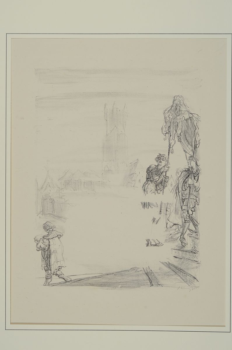 Detail m: Konvolut aus 10 Original-Lithographien, Max Slevogt, 1868 Landshut - 1932 Leinsweiler, Lithographien zu Bühnenbildern zu Goethes Faust, Zweiter ...